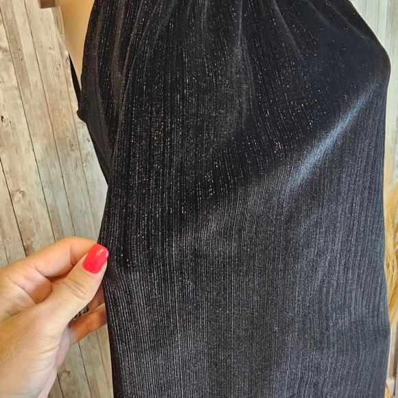 Michael Kors Womens Sleeveless Chain Strap Metallic Velvet Dress SZ XS Black - Picture 4 of 9